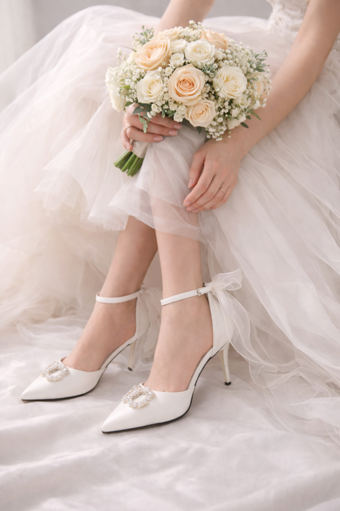 Giày Cưới Nơ Voan Ngọc Trai Pearl Ribbon Heels