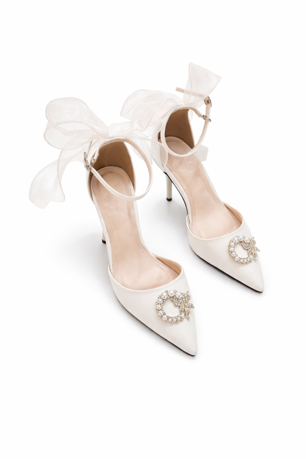 Giày Cưới Nơ Voan Ngọc Trai Pearl Ribbon Heels