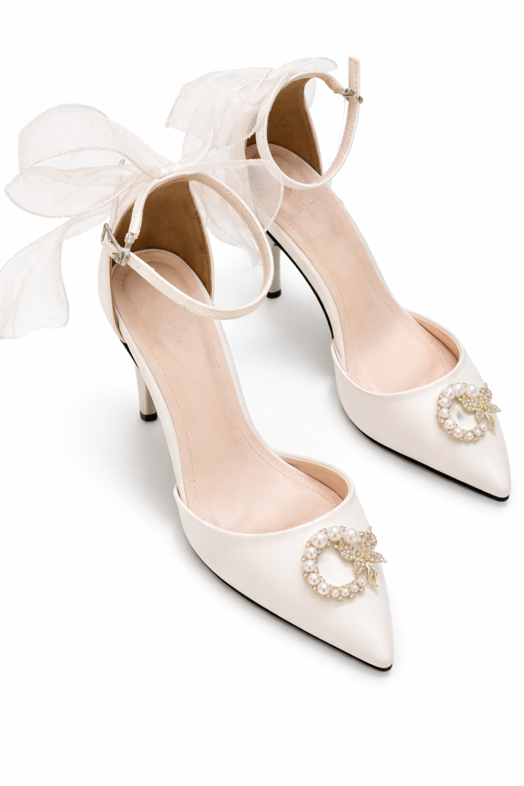 Giày Cưới Nơ Voan Ngọc Trai Pearl Ribbon Heels