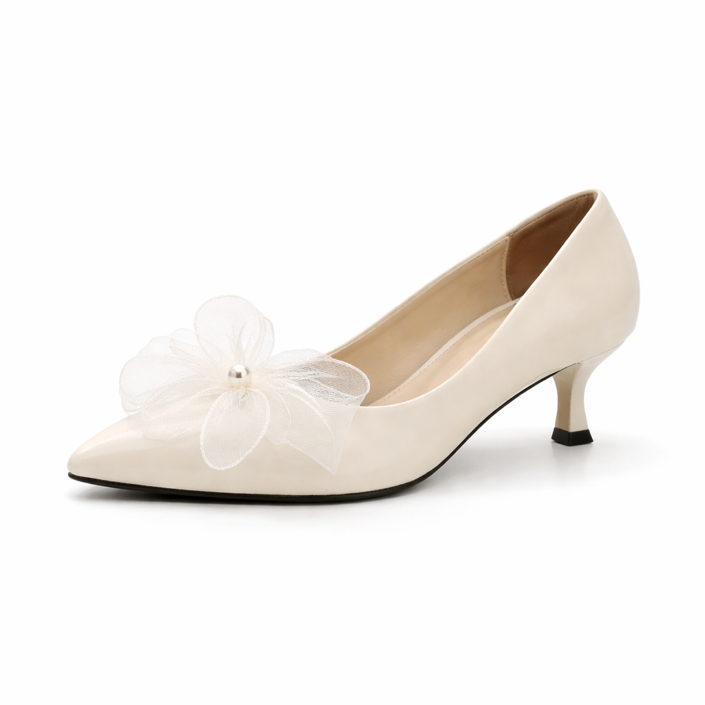 Giày Cưới Nơ Voan Pearl Bow Heels
