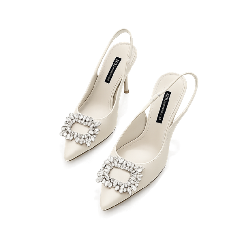 Giày Slingback Crystal Frame Heels