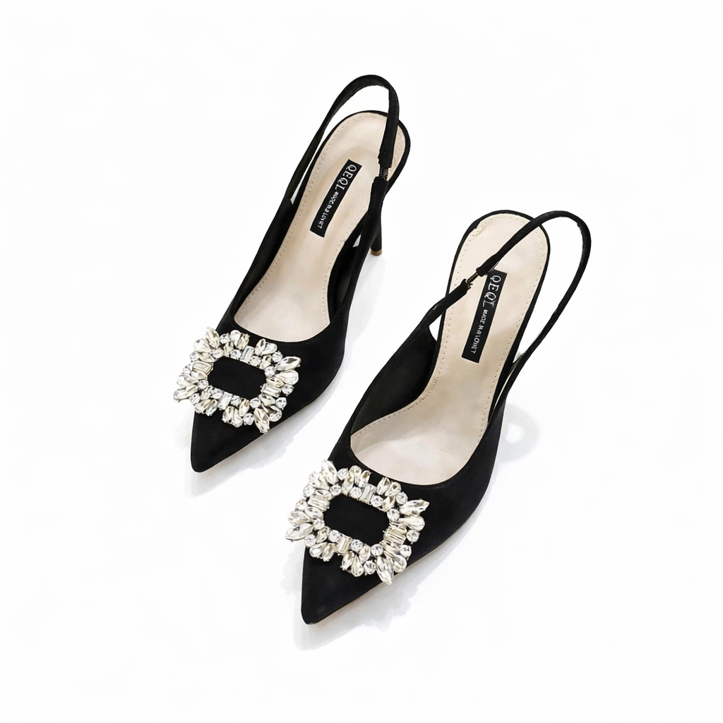 Giày Slingback Crystal Frame Heels