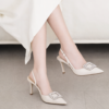 giày cao gót slingback Đính Đá crystal luxe