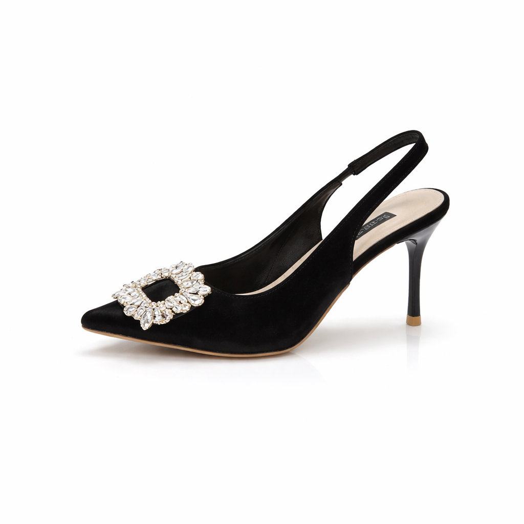 Giày Slingback Crystal Frame Heels