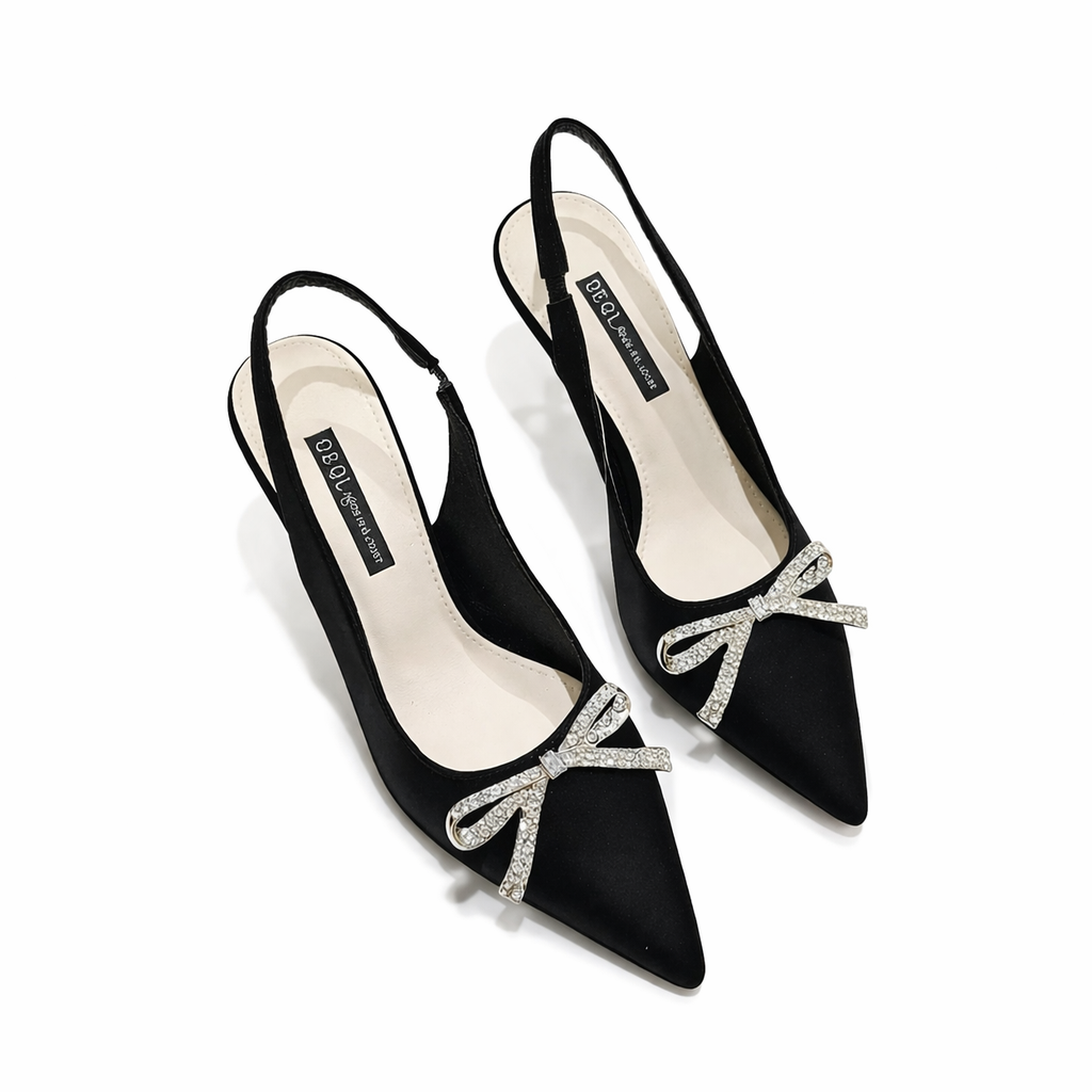 Giày Cao Gót Nơ Đá Crystal Bow Heels